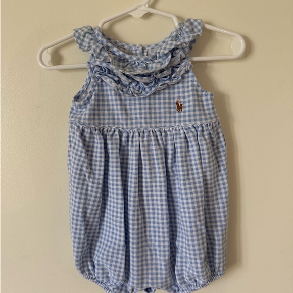 Ralph Lauren Light Blue Checkered Diaper Cover - Picture 1 of 2